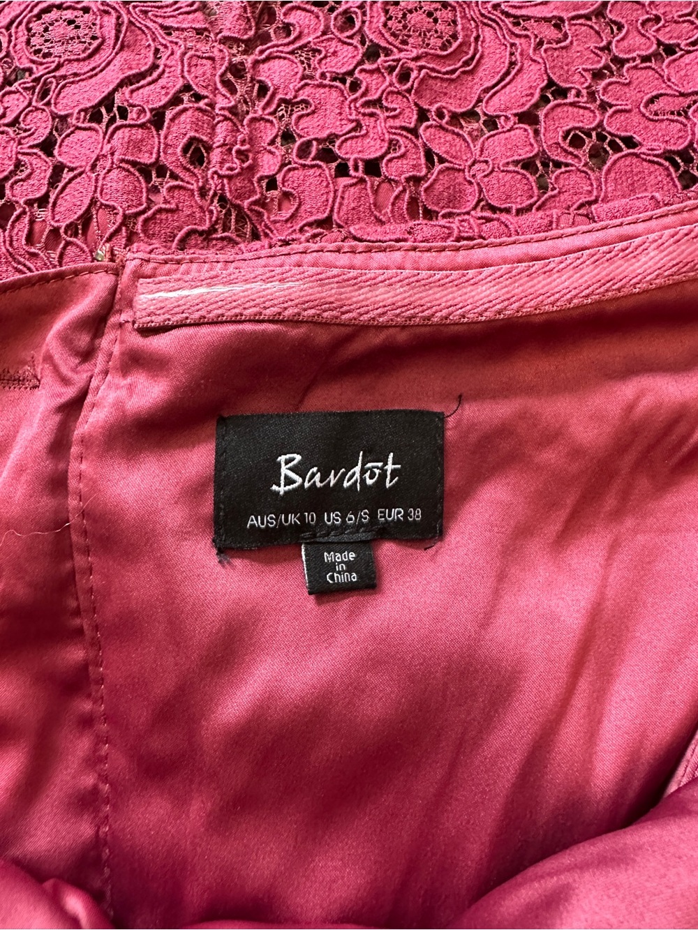 Bardot Burgundy Lace Overlay Dress - Picture 4 of 8